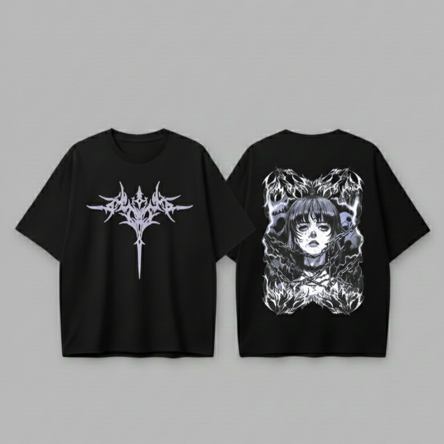 Gothic Girl Unisex Oversized T-Shirt Drop Shoulder